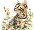 Bengal Kitten 6 Coral Roses Green Botanicals Tumbler - 20oz Art