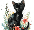 Black Cat 1 Vibrant Wildflowers Watercolor Tumbler - 20oz Art
