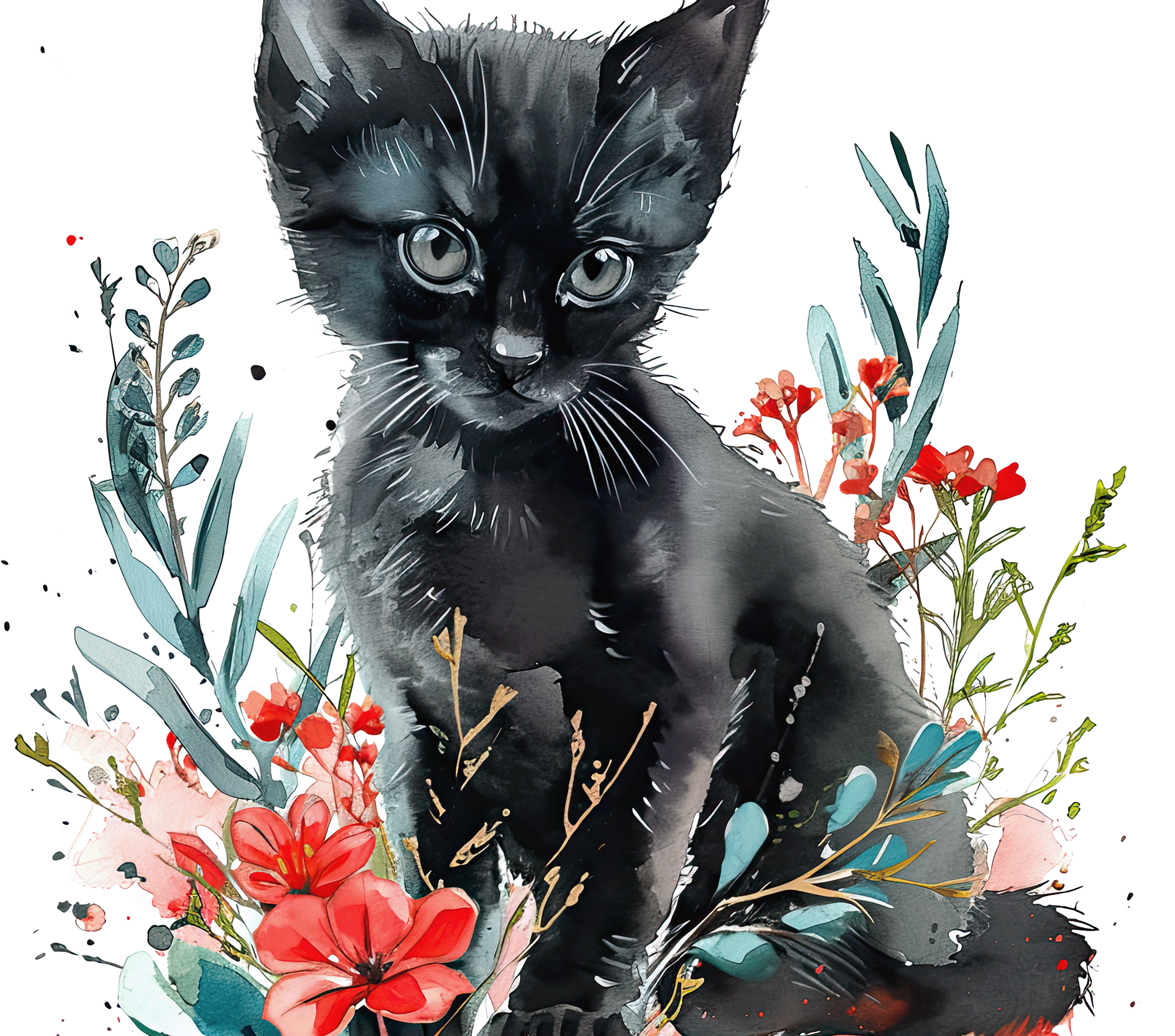 Black Cat  5 Floral 20oz Tumbler