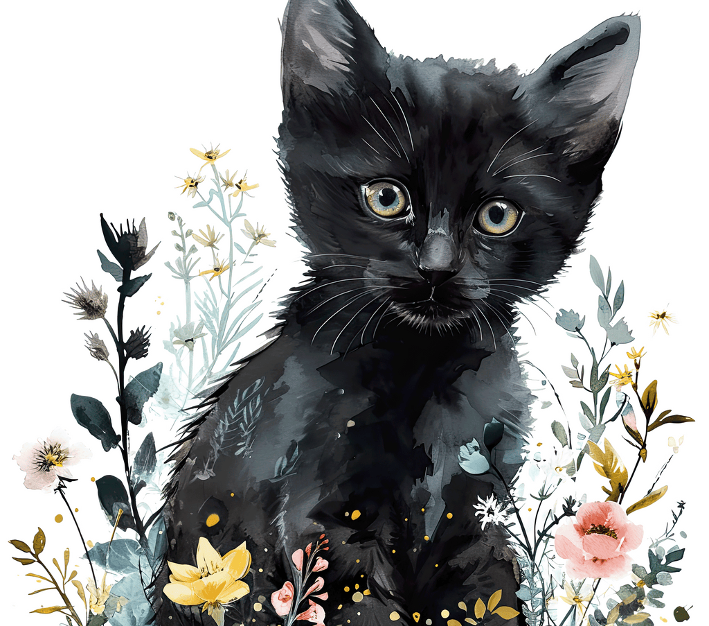Black Kitten 6 Soft Botanicals Watercolor Tumbler - 20oz Art