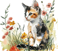 Watercolor Calico Kitten 1