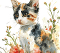 Watercolor Calico Cat 4