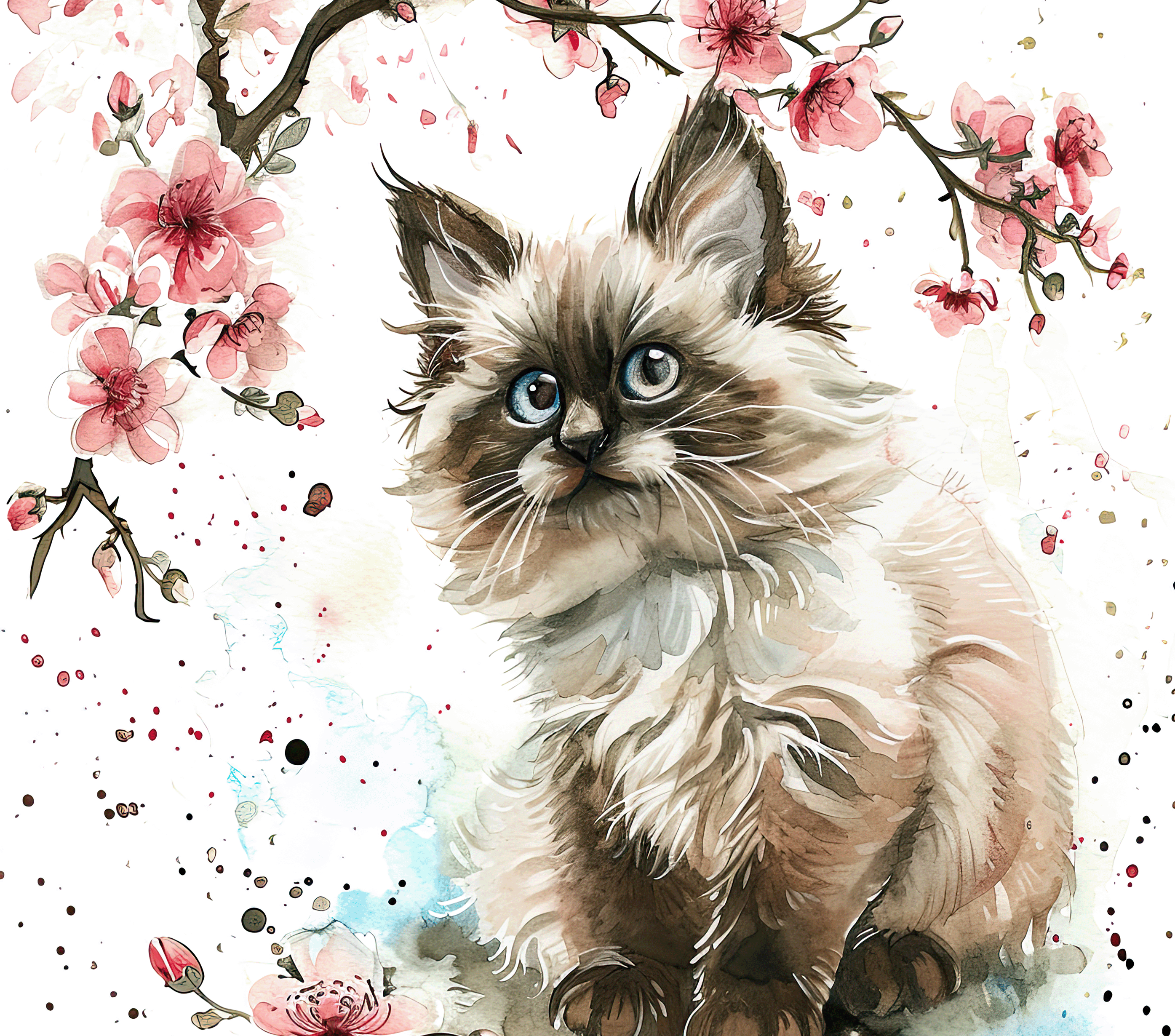 Watercolor Himalayan Cat 5