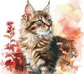 Watercolor Maine Coon Kitten 6