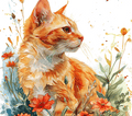 Watercolor Orange Tabby Kitten 3