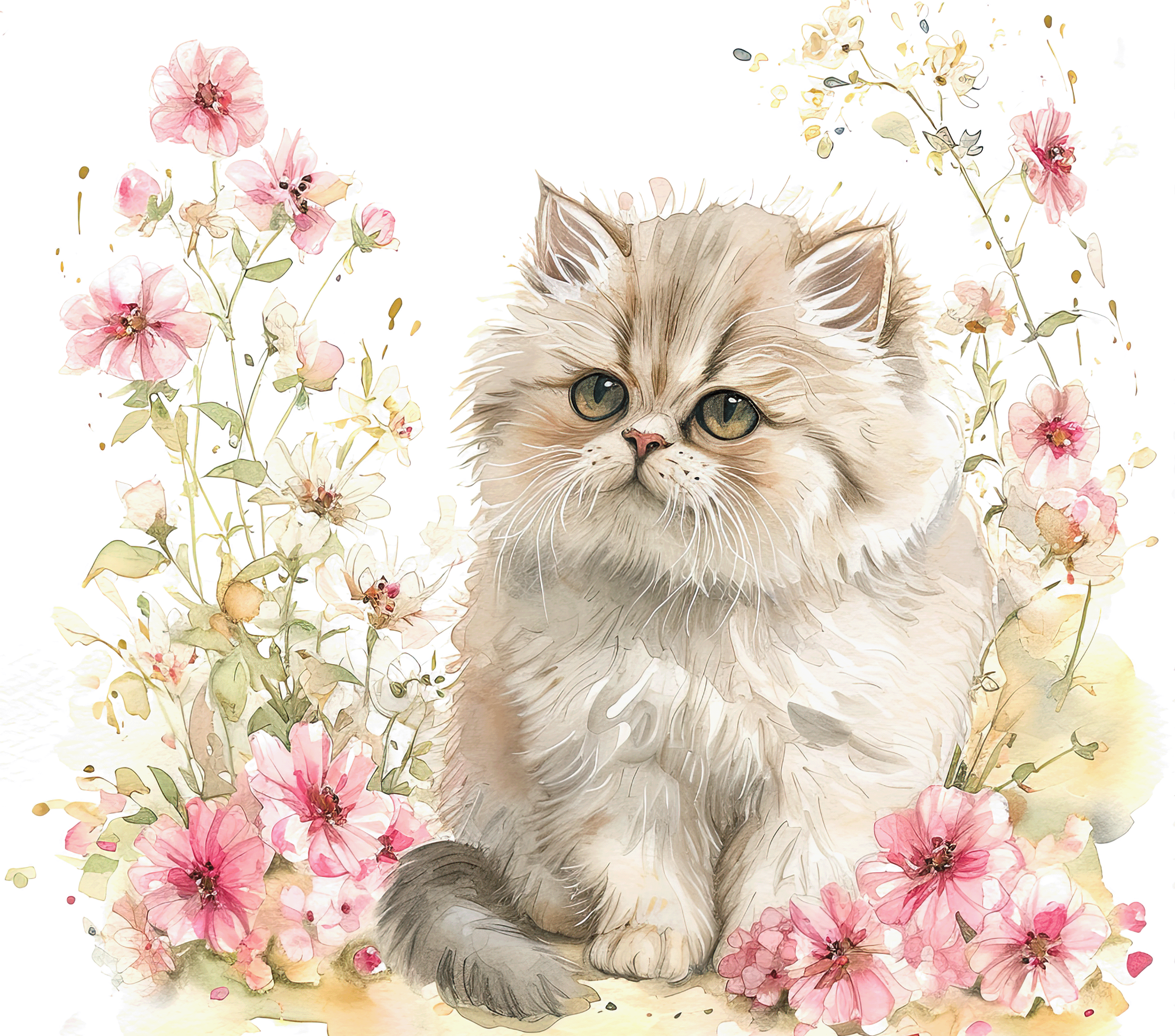 Watercolor Persian Cat 5