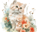 Watercolor Cream Persian Kitten 6