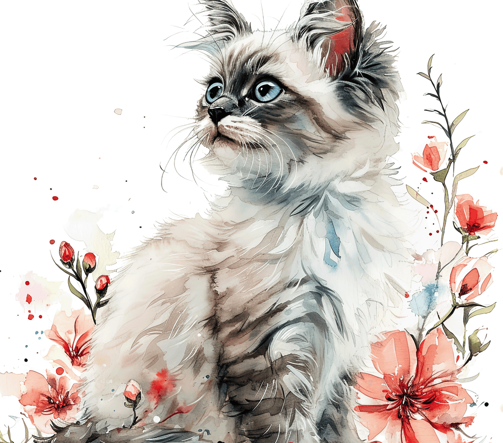 Watercolor Ragdoll Cat 2