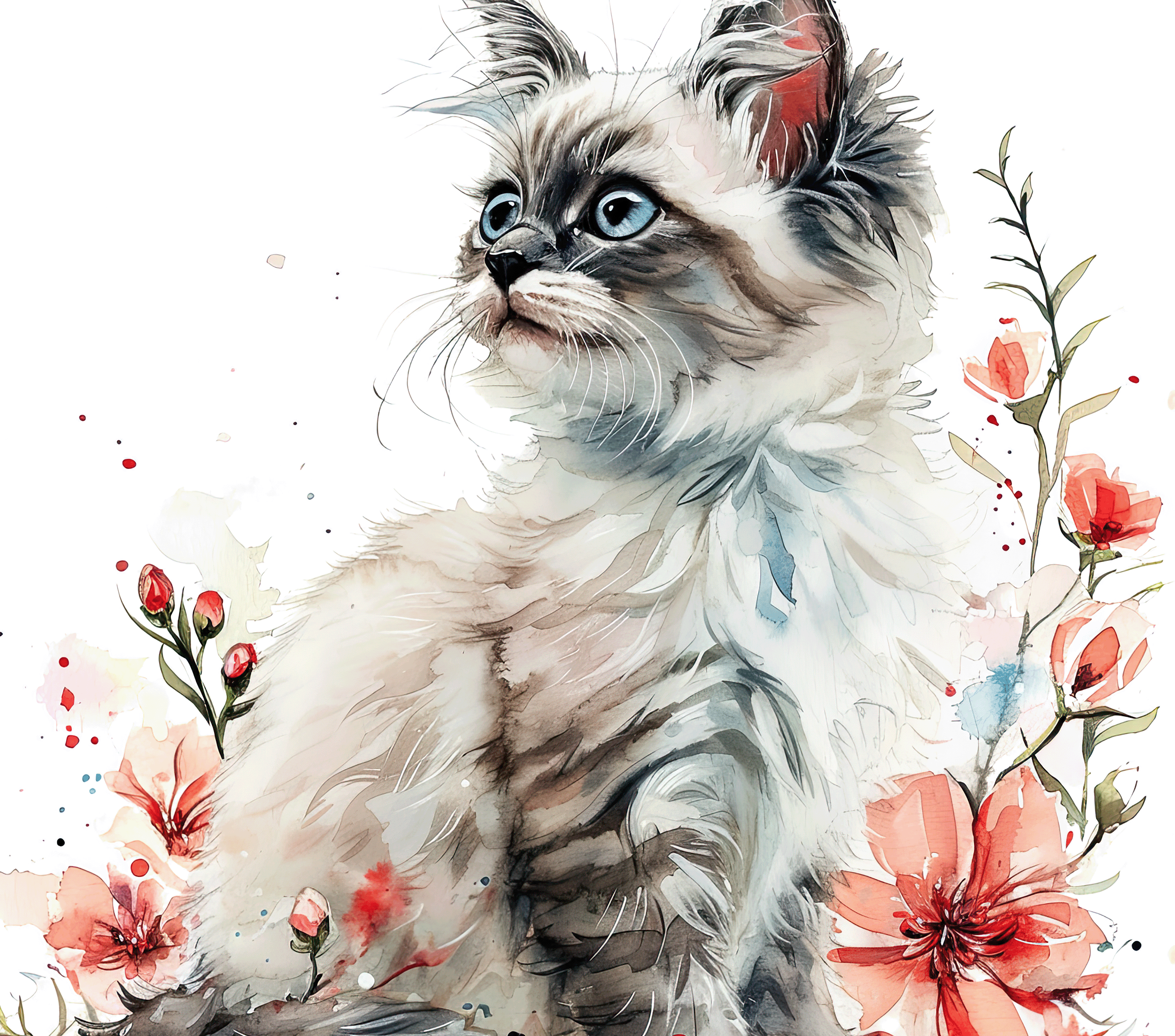 Watercolor Ragdoll Cat 2