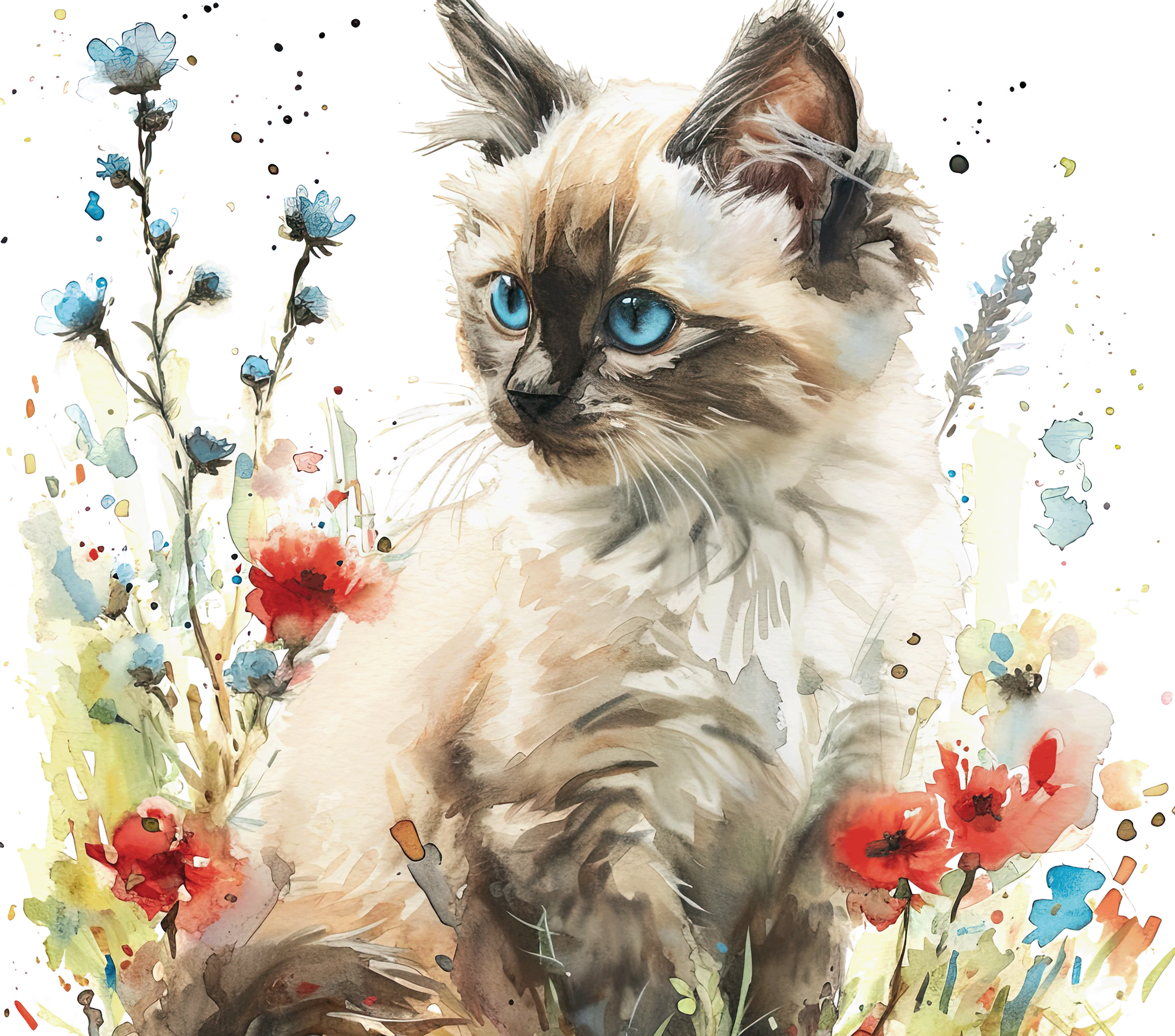 Watercolor Ragdoll Kitten 3