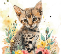 Watercolor Savannah Cat Kitten 3