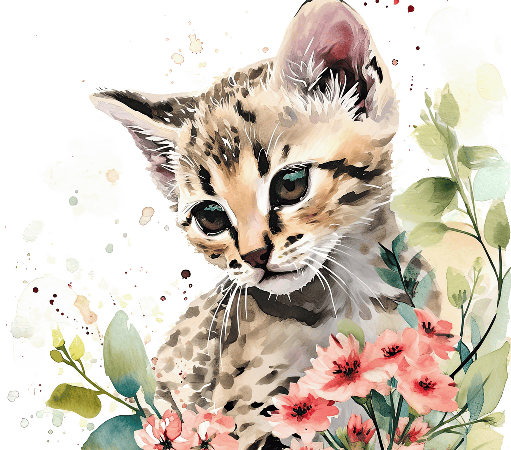 Watercolor Savannah Kitten 5