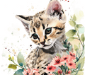 Watercolor Savannah Kitten 5