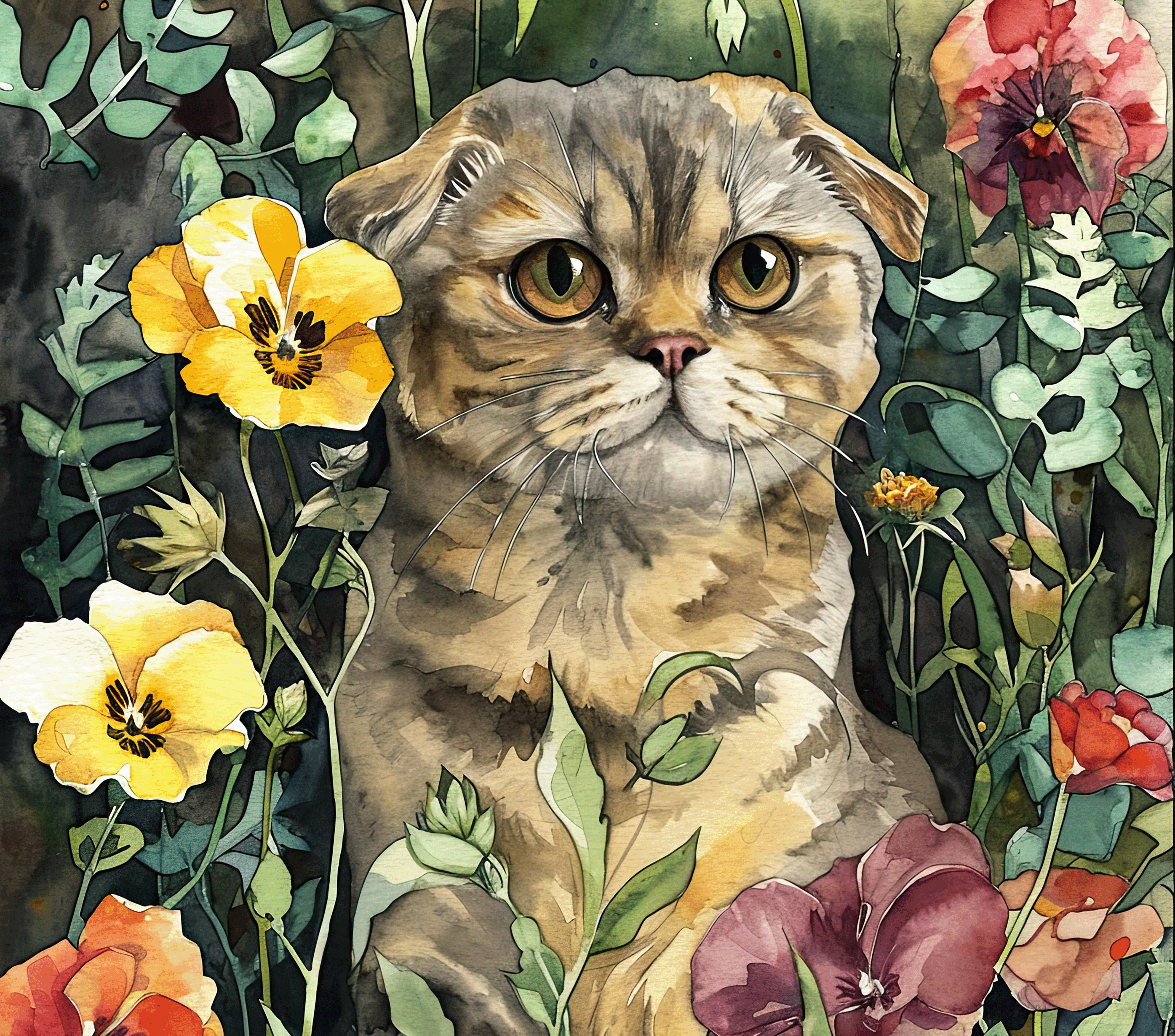 Scottish Fold Pansy Garden Tumbler 1