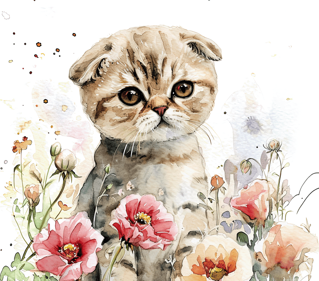 Watercolor Scottish Fold Cat 3