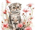 Watercolor Scottish Fold Kitten 6