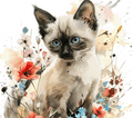 Watercolor Siamese Kitten 2