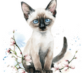 Siamese Cat 3 Cherry Blossoms Watercolor Tumbler - 20oz Art