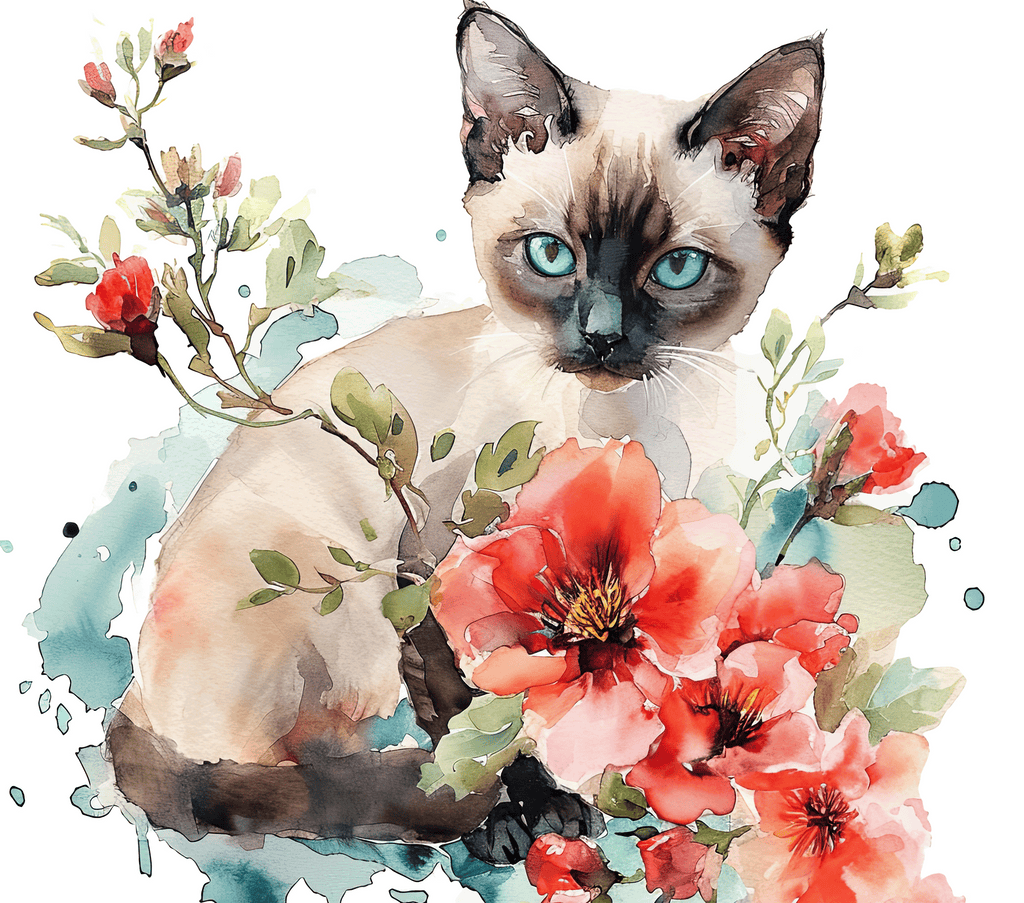 Watercolor Siamese Cat 4