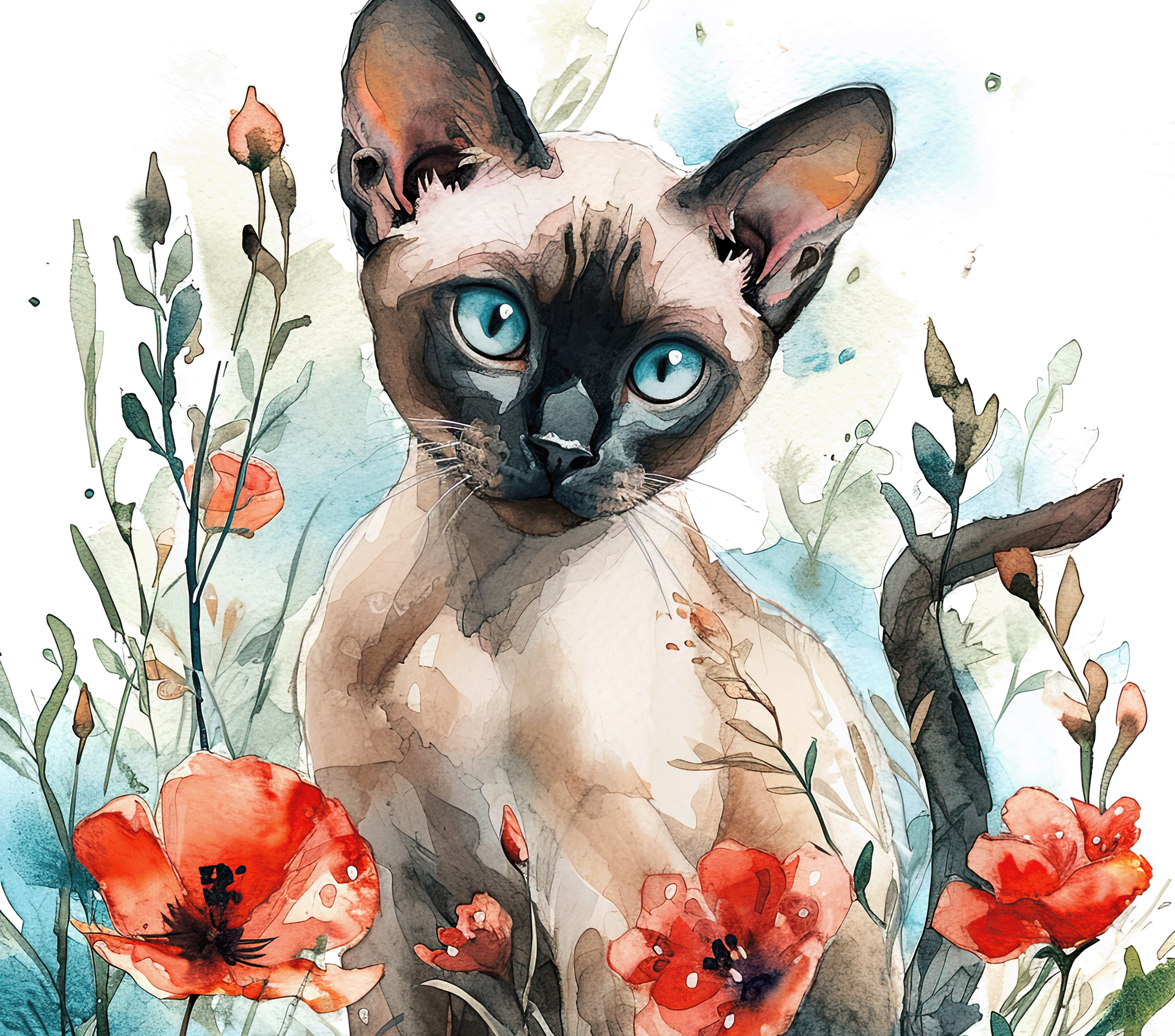 Siamese Cat Poppy Garden Tumbler 5
