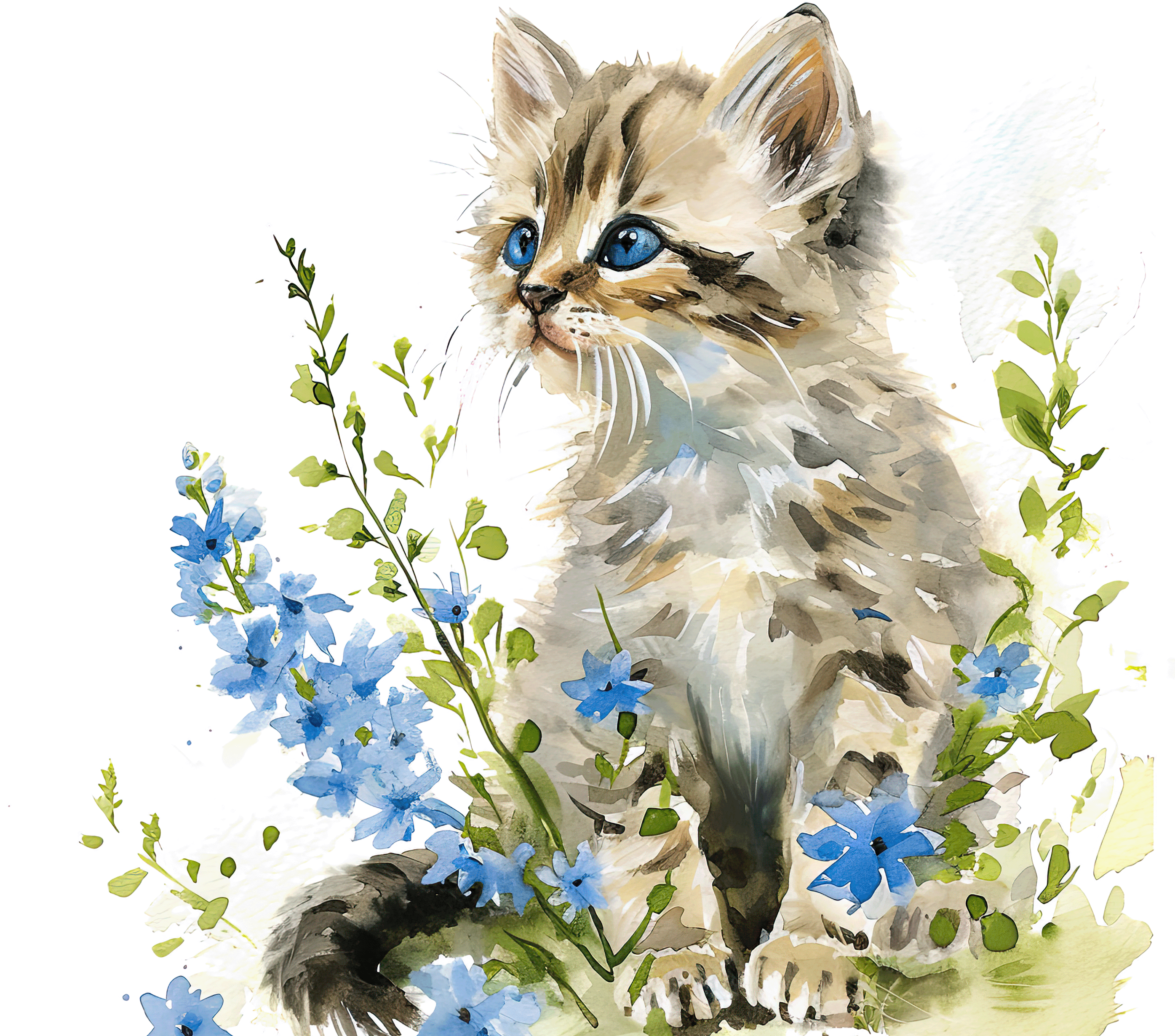 Siberian Cat 2 Blue Floral 20oz Tumbler