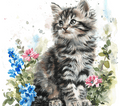 Watercolor Siberian Cat Kitten 3