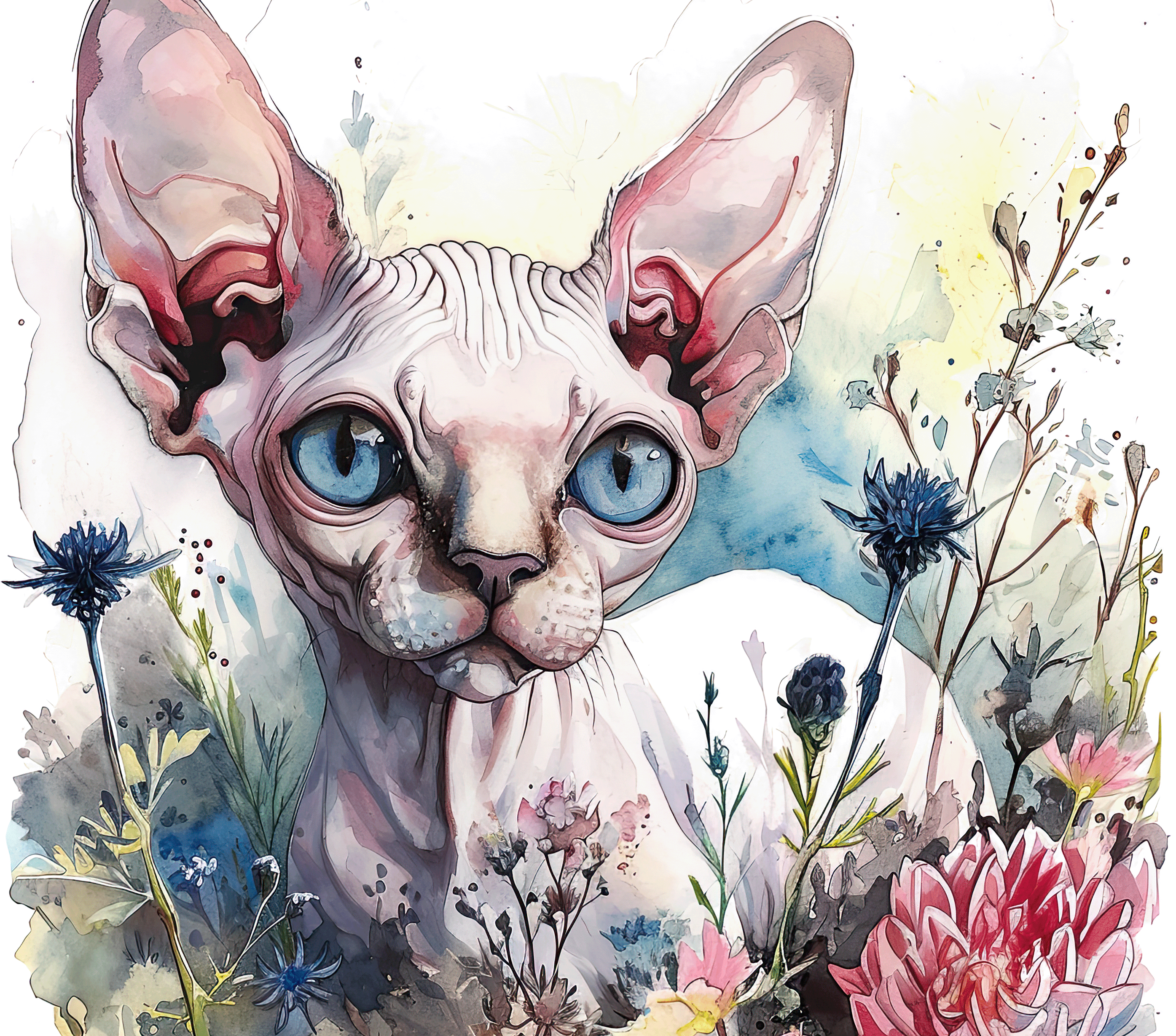 Sphynx Cat Wildflower Tumbler 5