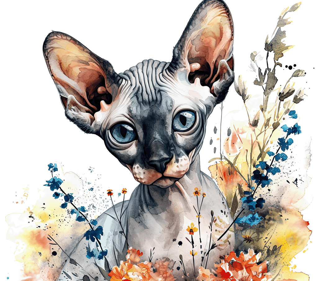 Watercolor Sphynx Cat 6