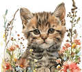 Fluffy Tabby Kitten Wildflower Tumbler 1
