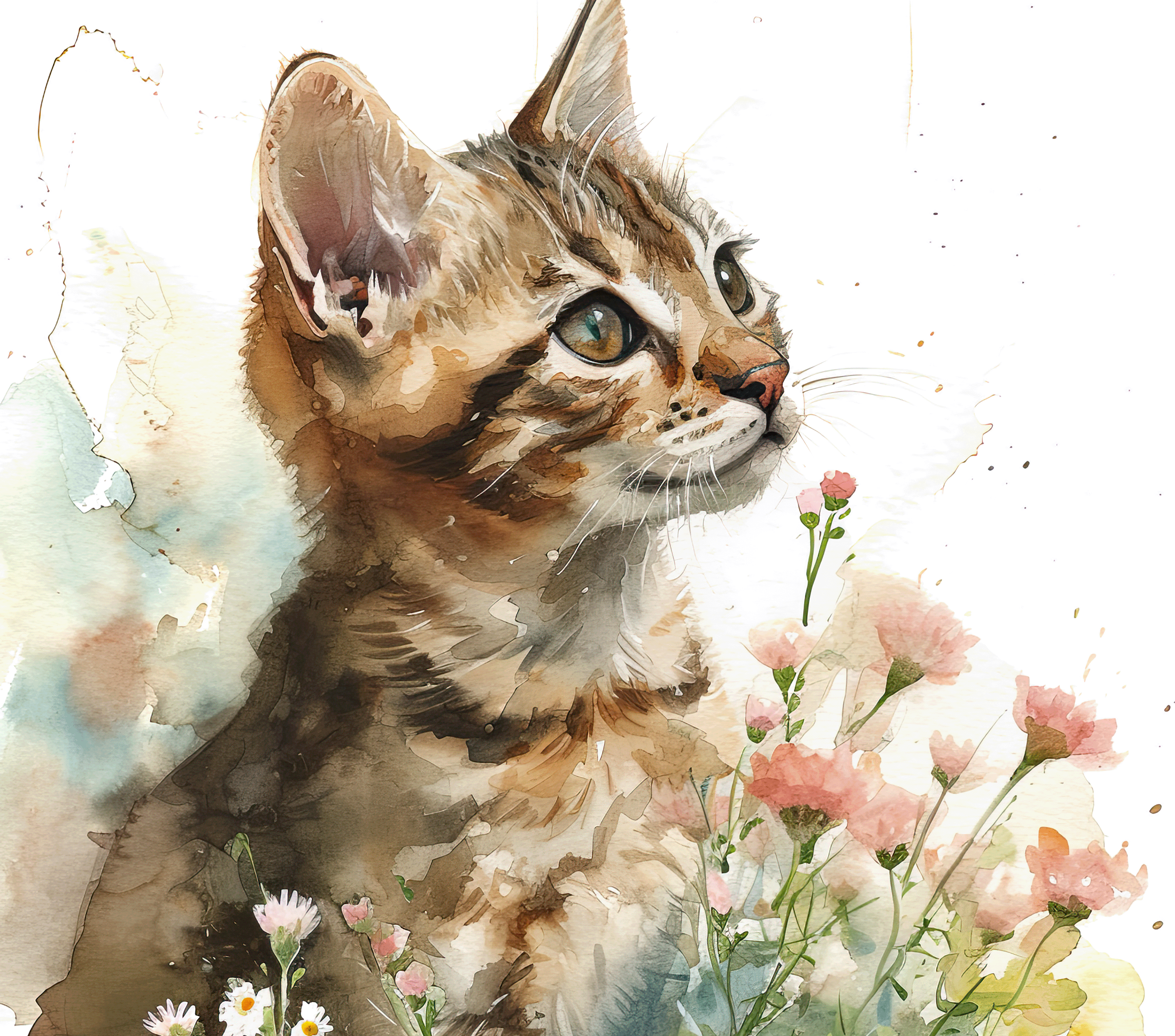 Watercolor Tabby Kitten 2