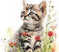 Watercolor Tabby Kitten 3