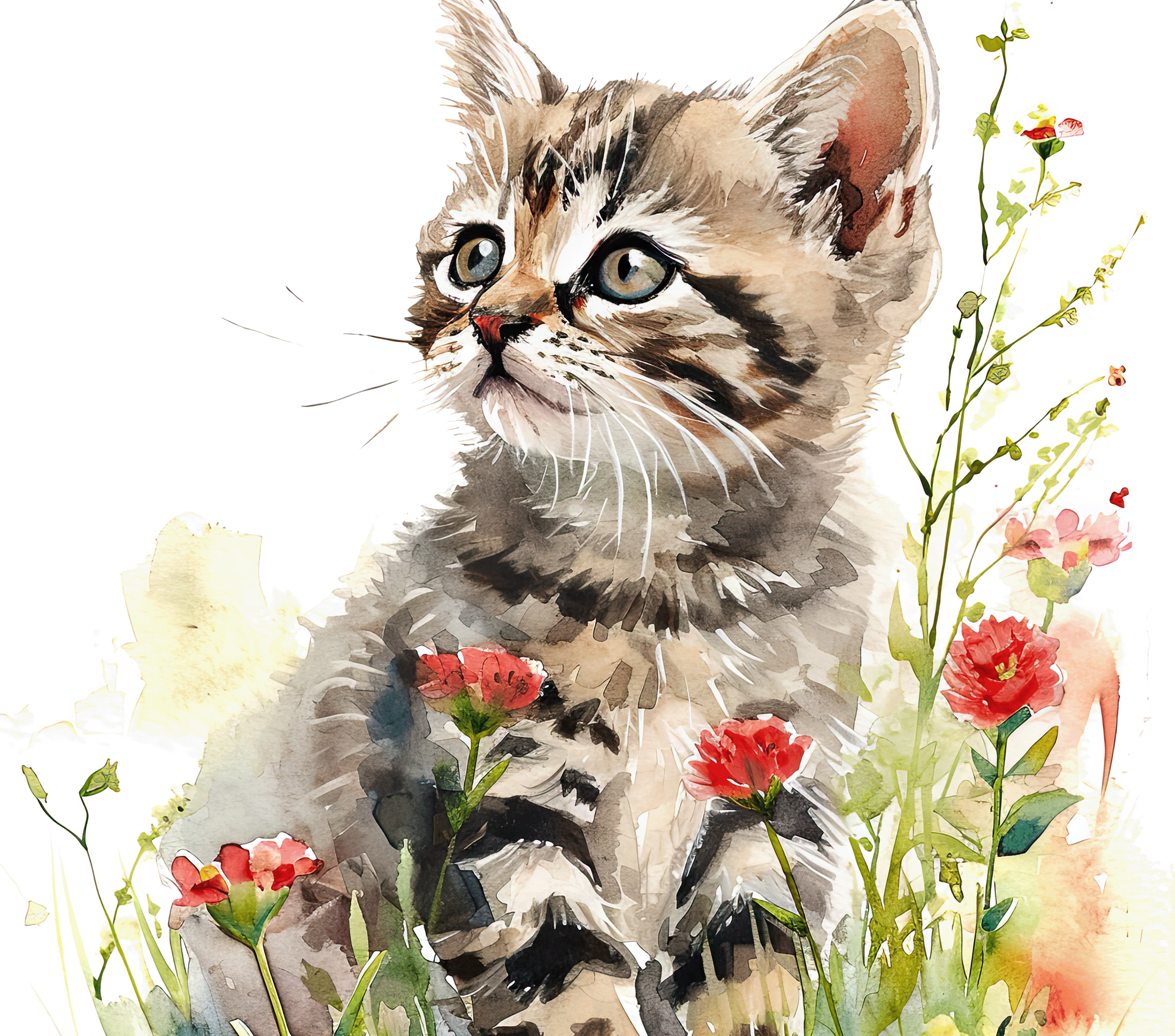 Watercolor Tabby Kitten 3