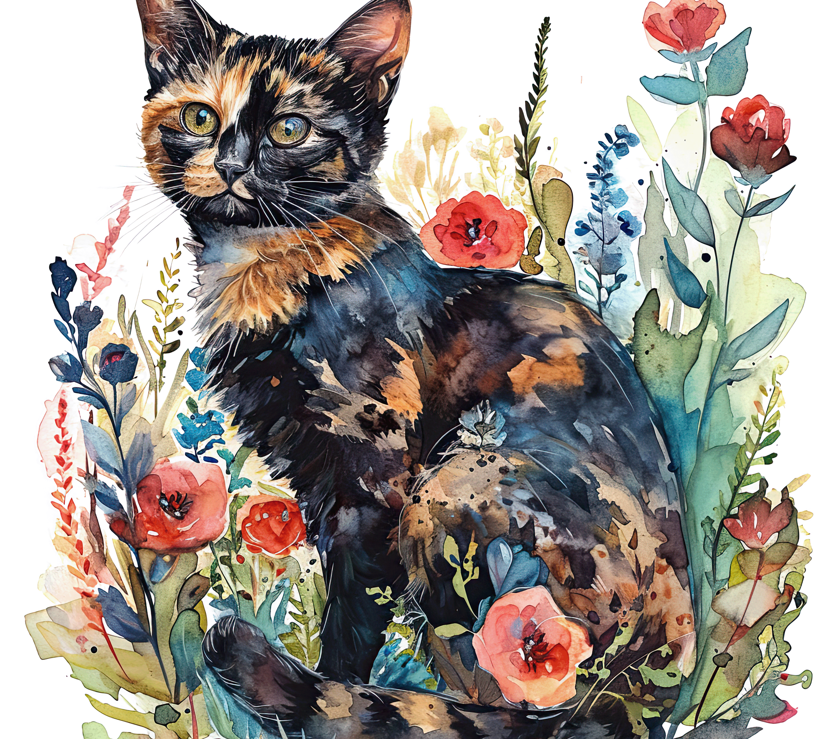 Tortoiseshell Cat Poppy Garden Tumbler 5
