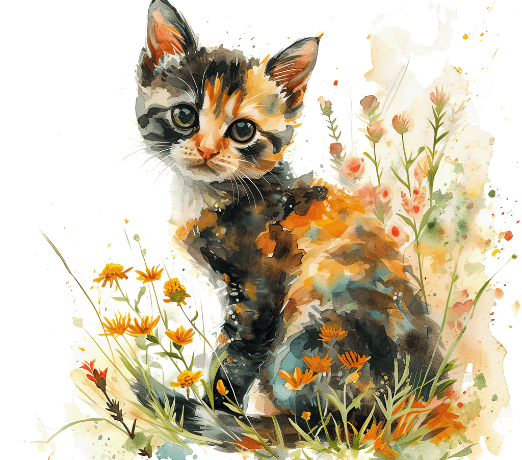 Watercolor Tortoiseshell Cat 6