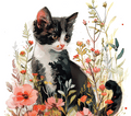 Watercolor Tuxedo Kitten 1