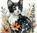 Tuxedo Cat Wildflower Tumbler 3