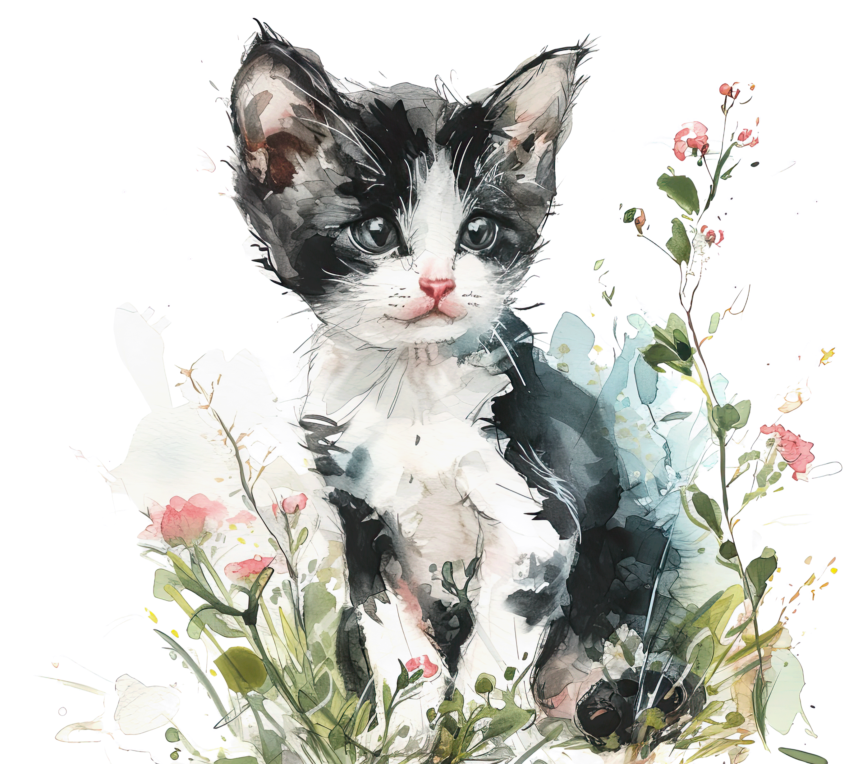 Tuxedo Kitten Pink Wildflower Tumbler 5