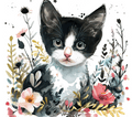 Tuxedo Kitten Floral Garden Tumbler 6