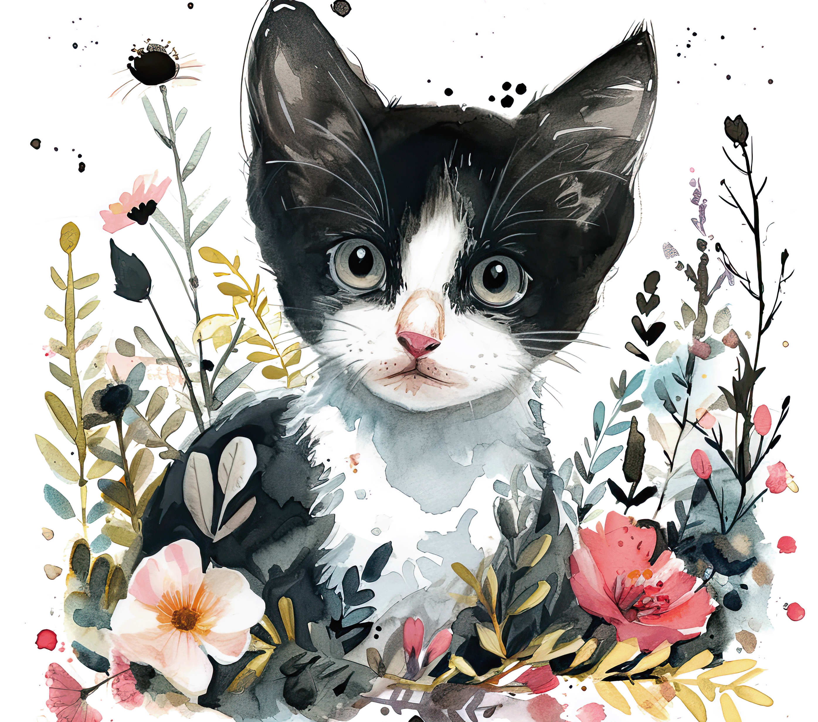 Tuxedo Kitten Floral Garden Tumbler 6