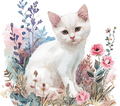 White Kitten Purple Wildflower Tumbler 2
