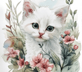 Fluffy White Kitten Pink Blossom Tumbler 4