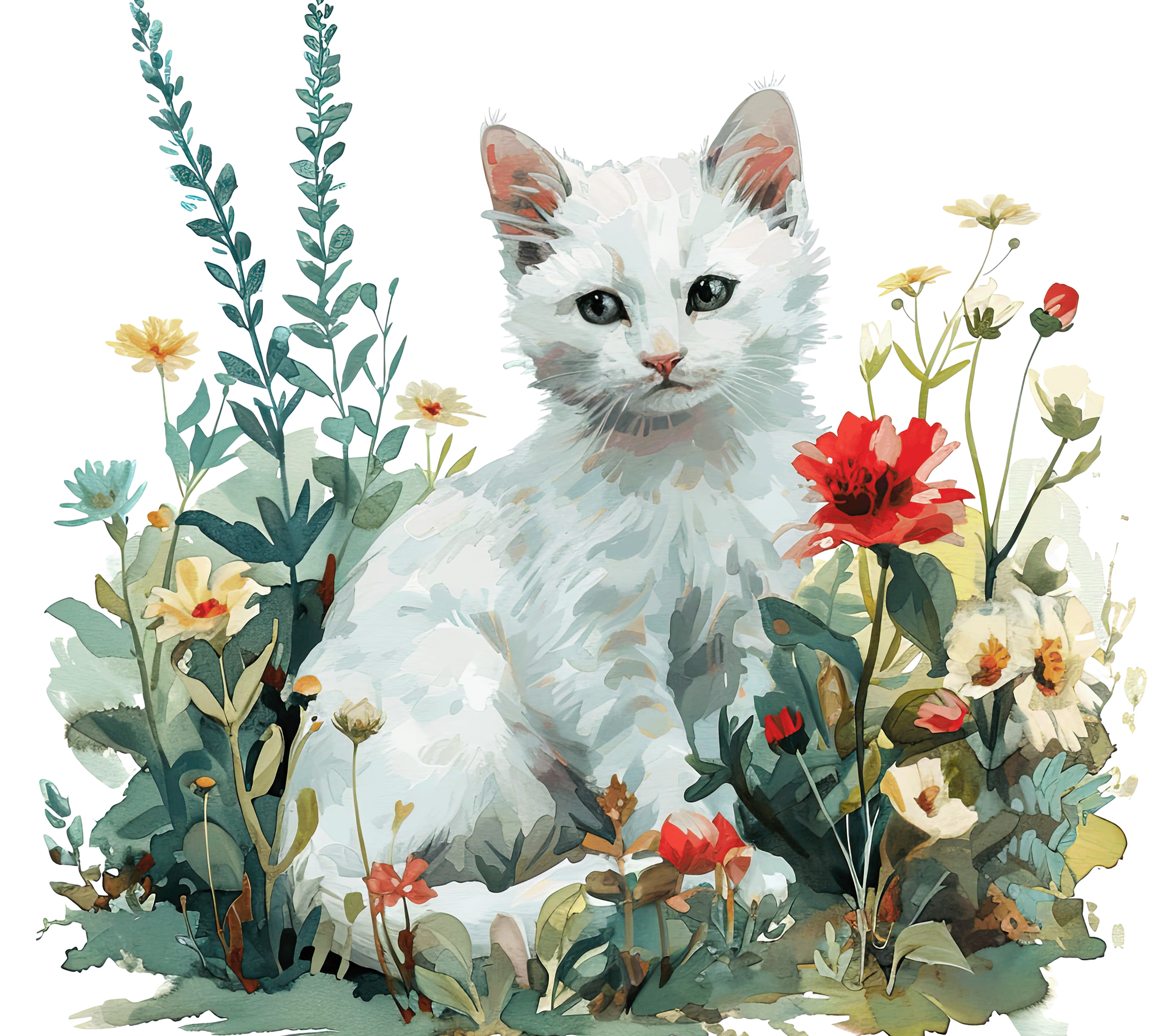 White Kitten Wildflower Garden Tumbler 5
