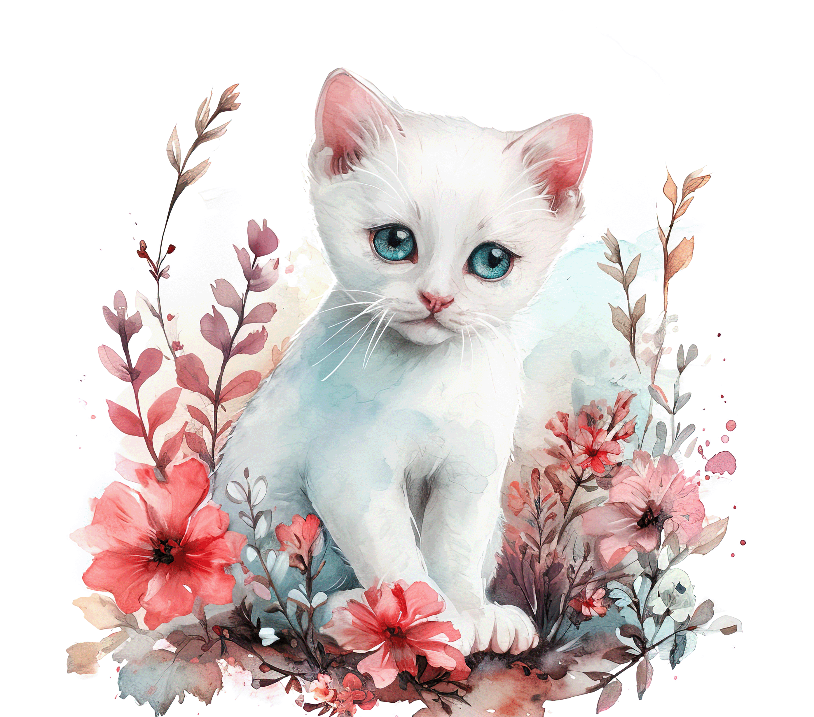 White Kitten Coral Blossom Tumbler 6
