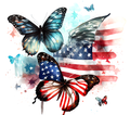 Patriotic Butterflies with American Flag