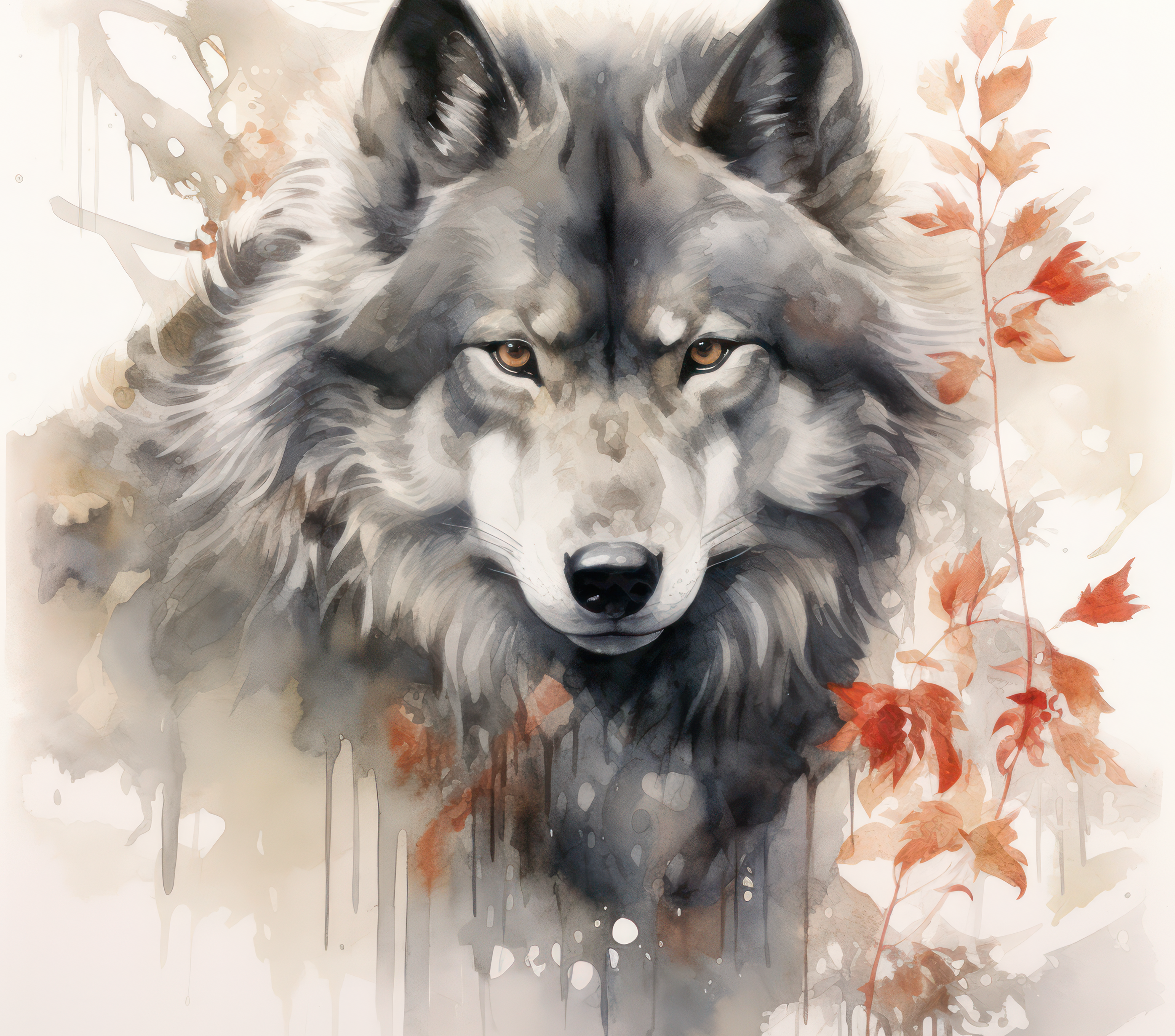 Watercolor Autumn Wolf Tumbler