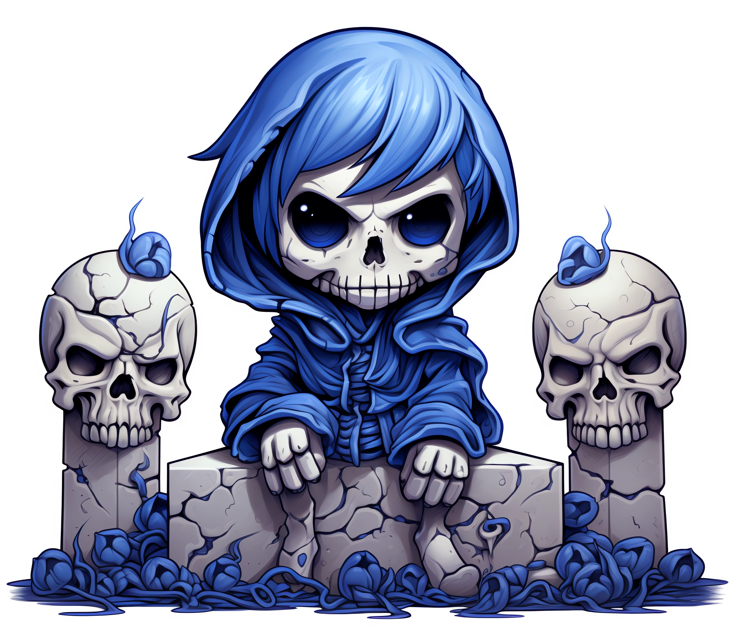 Blue Chibi Skeleton Tumbler
