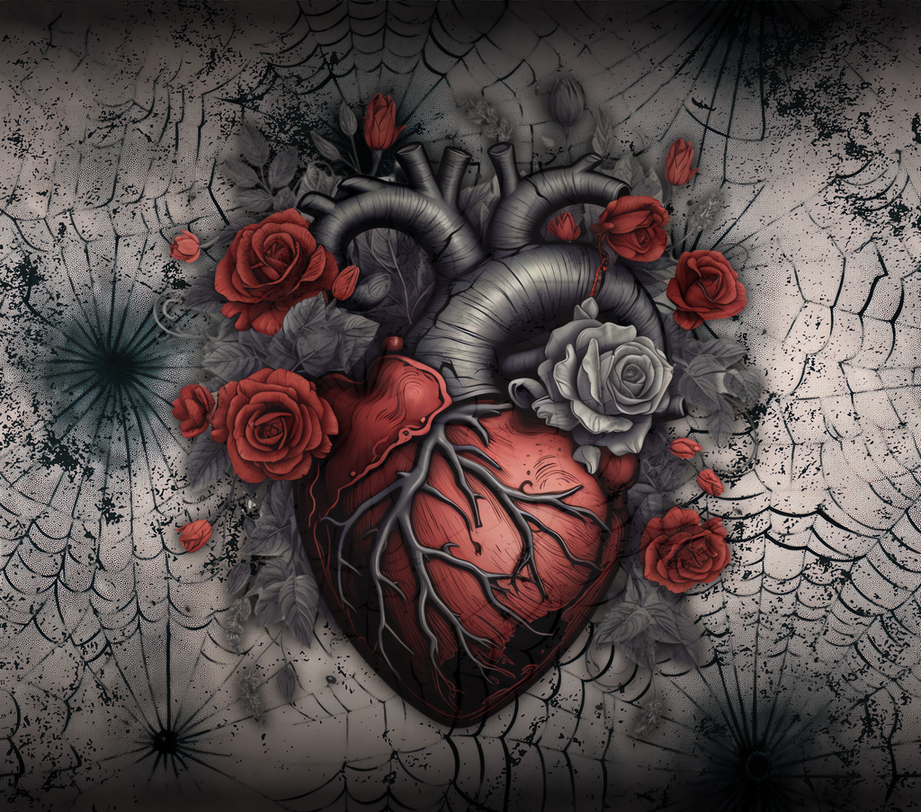 Anatomical Heart with Roses Tumbler