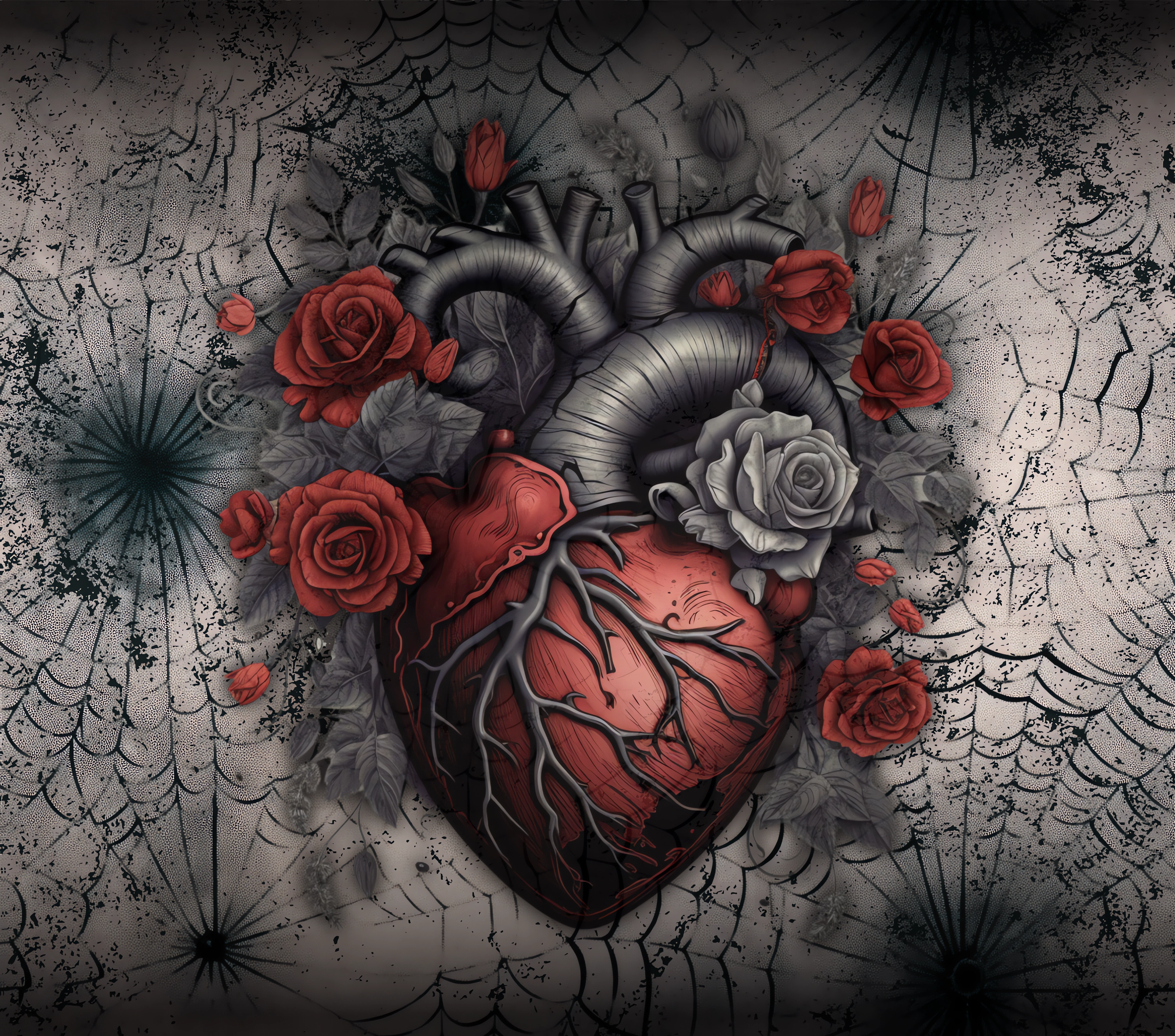 Anatomical Heart with Roses Tumbler