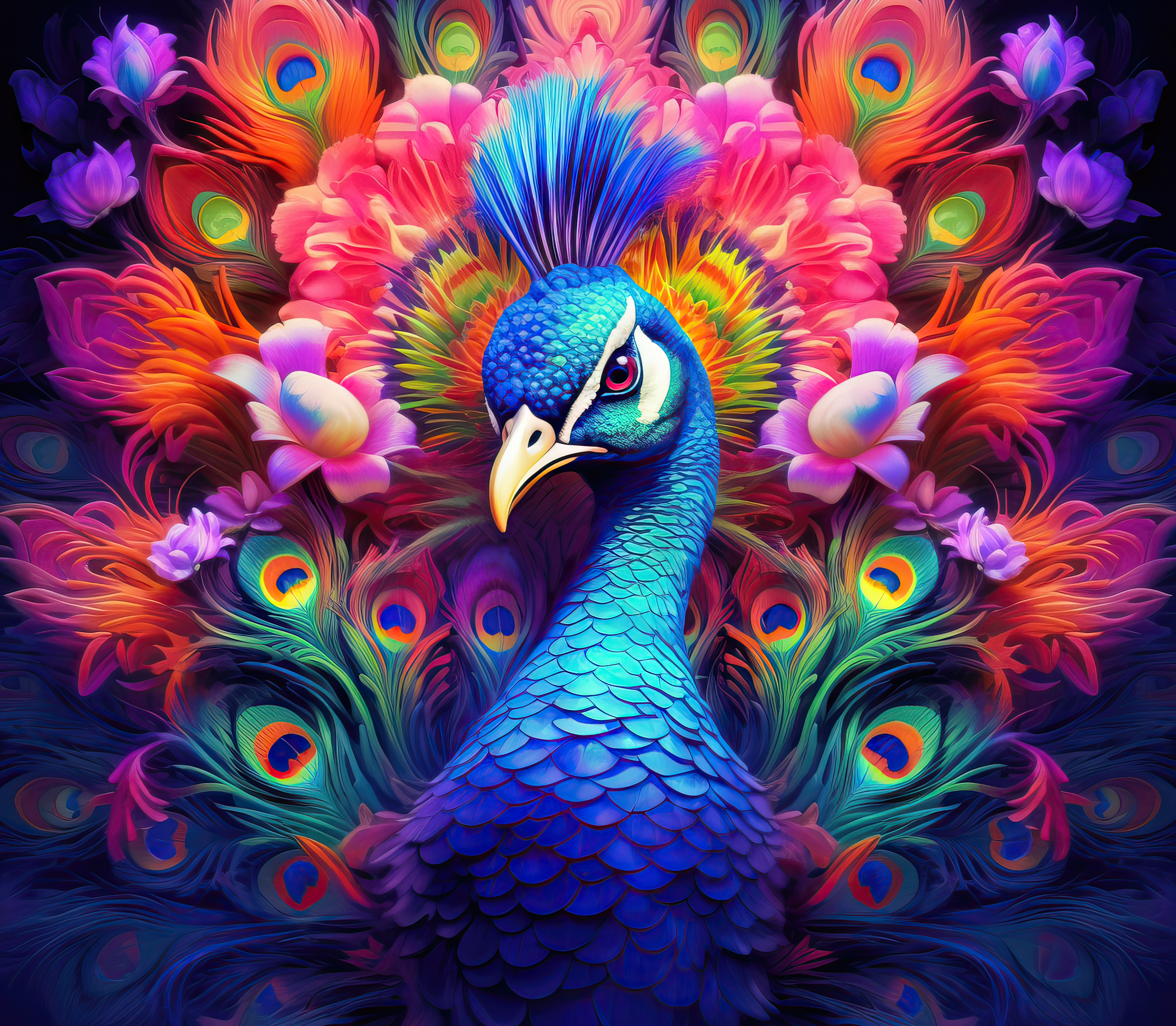 Neon Peacock Paradise Tumbler