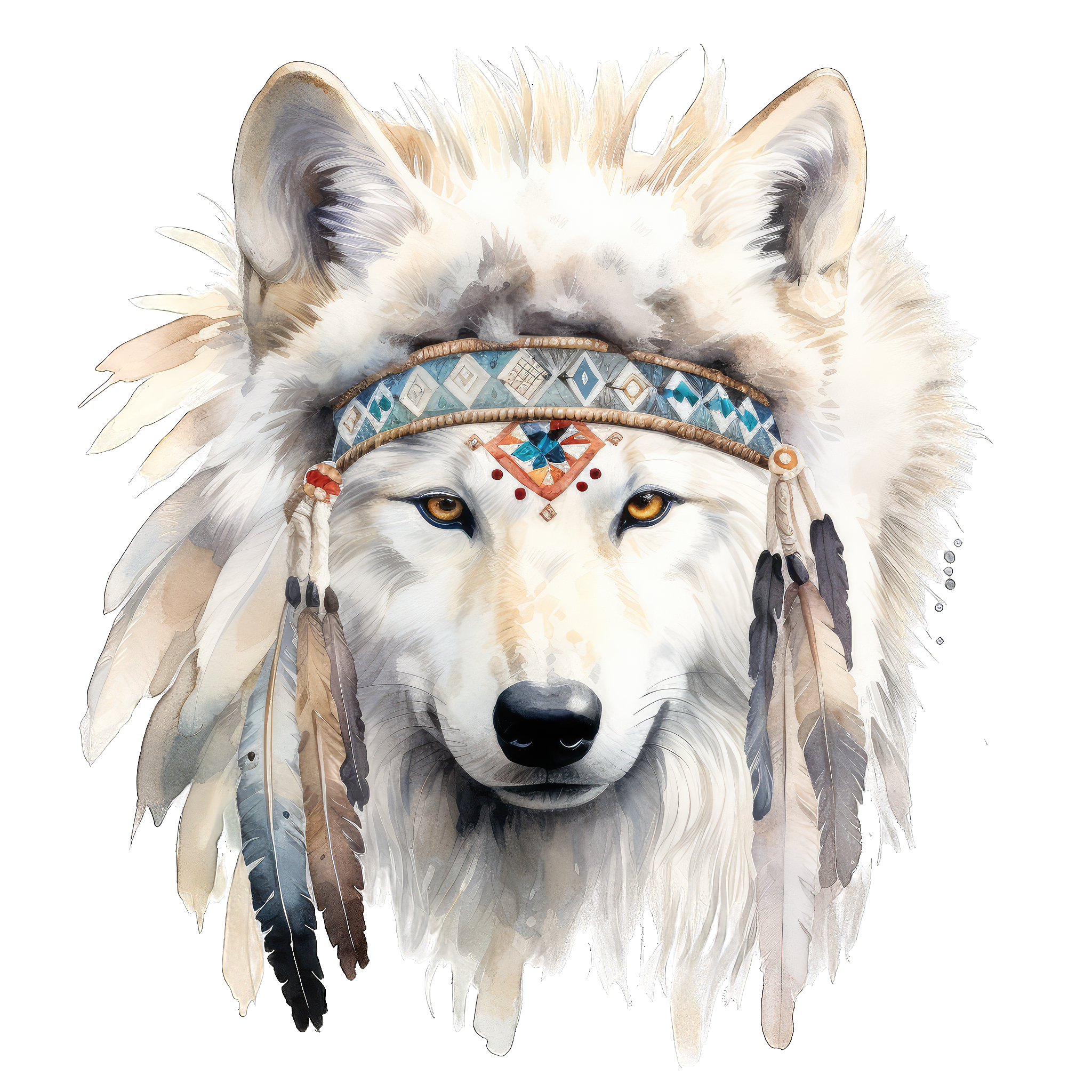Watercolor Native Wolf Warrior Tumbler